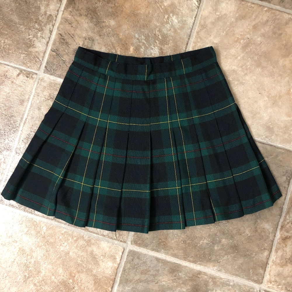 American Apparel Green Plaid Tennis Skirt